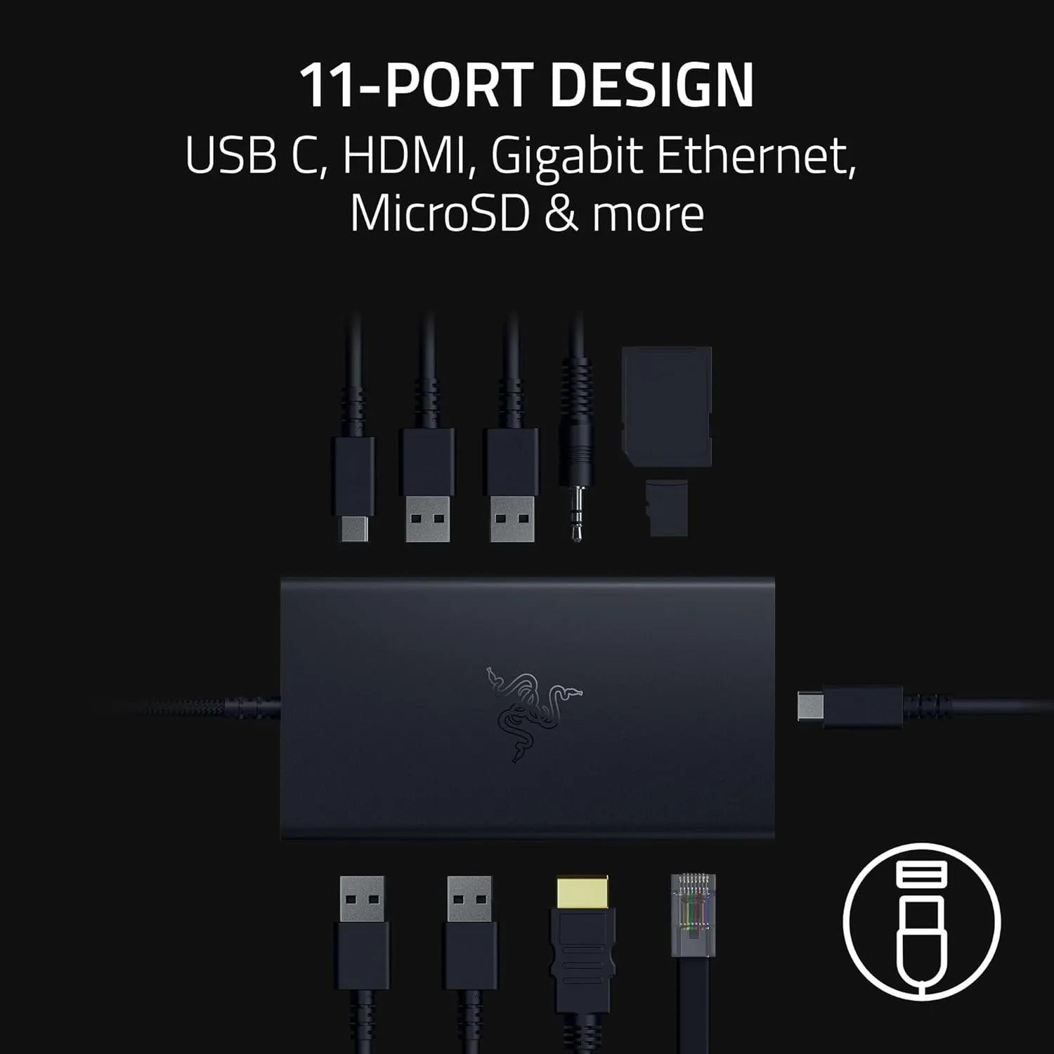 Razer USB-C Dock 11-Port Charging Device (RC21-02250100-R3M1) overview 1