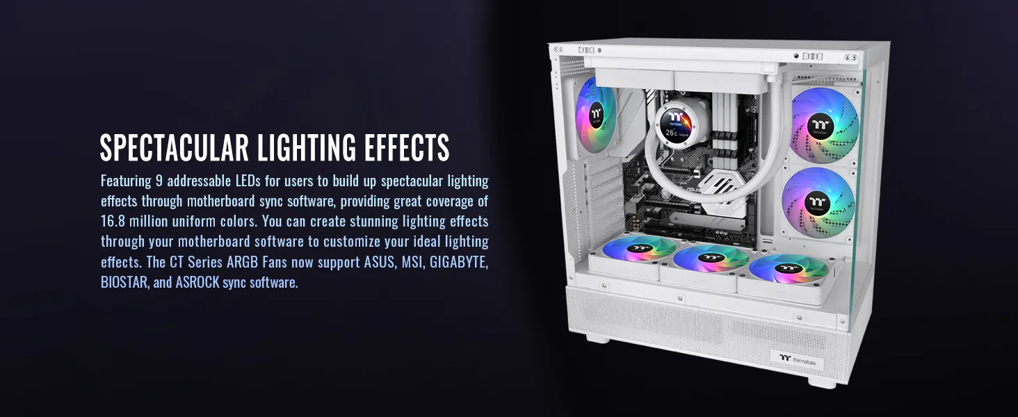Thermaltake CT120 EX ARGB Sync PC White Cabinet fan (Triple Pack) overview 4