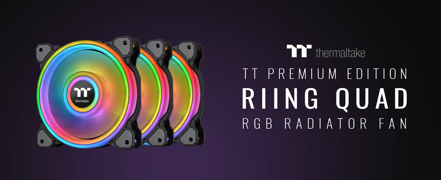 Thermaltake Riing Quad 14 RGB Radiator Fan TT Premium Edition 3 Fan Pack Black overview 1