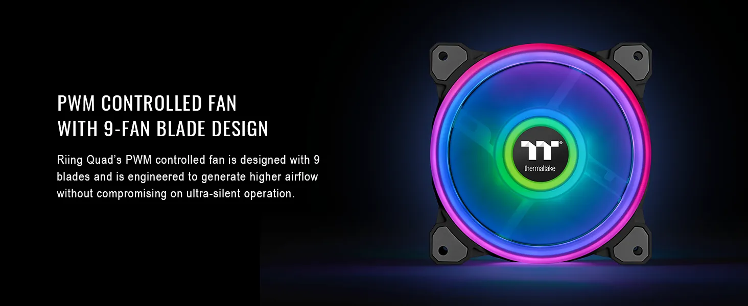 Thermaltake Riing Quad 14 RGB Radiator Fan TT Premium Edition 3 Fan Pack Black overview 10