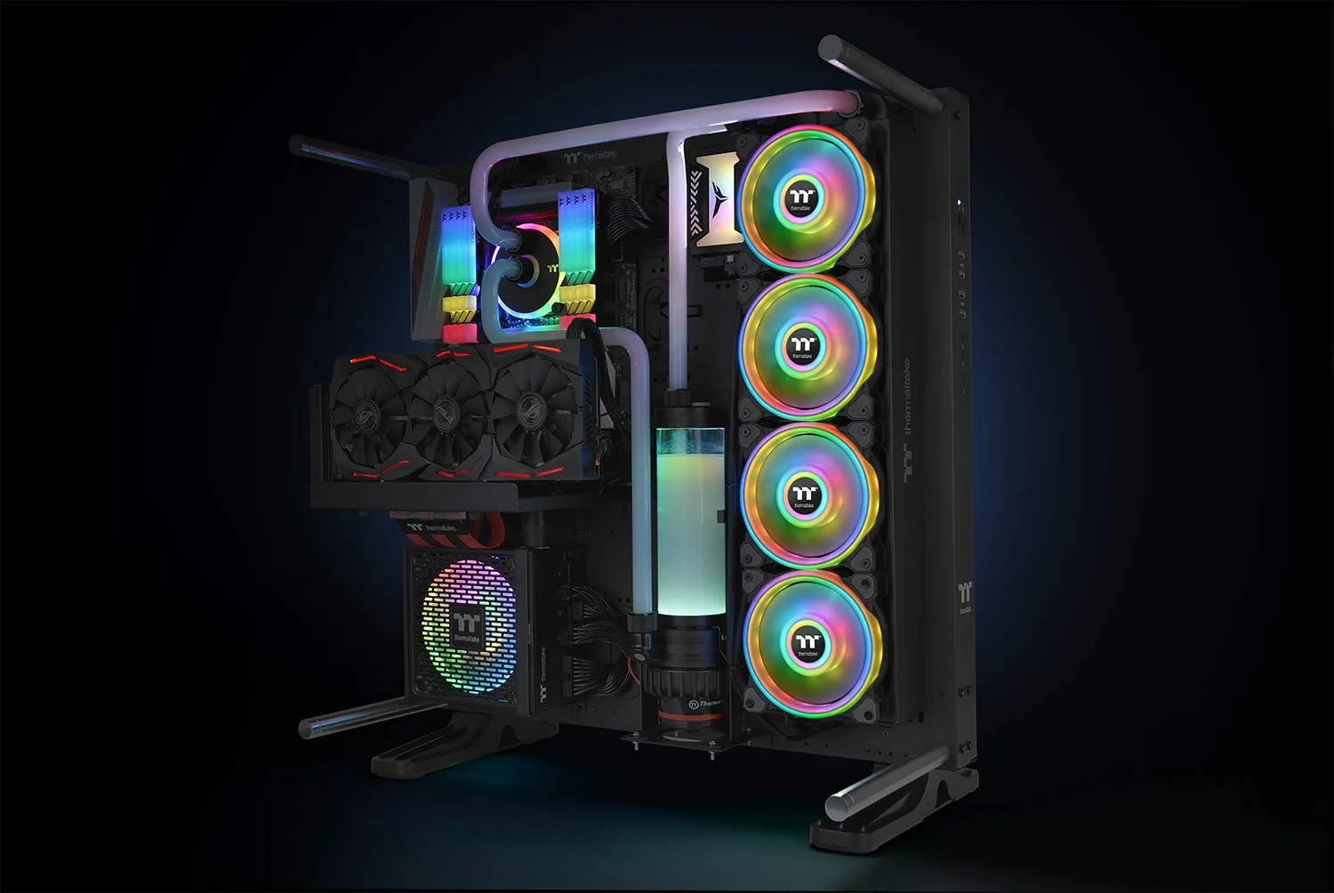 Thermaltake Riing Quad 14 RGB Radiator Fan TT Premium Edition 3 Fan Pack Black overview 2