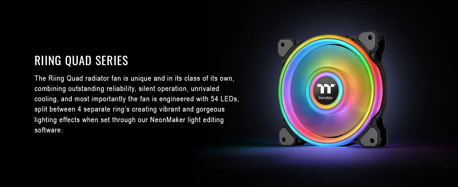 Thermaltake Riing Quad 14 RGB Radiator Fan TT Premium Edition 3 Fan Pack Black overview 3