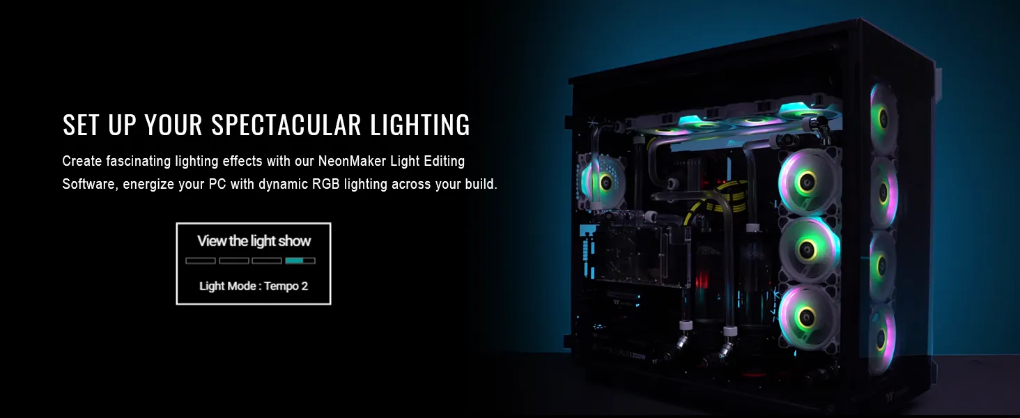 Thermaltake Riing Quad 14 RGB Radiator Fan TT Premium Edition 3 Fan Pack Black overview 7