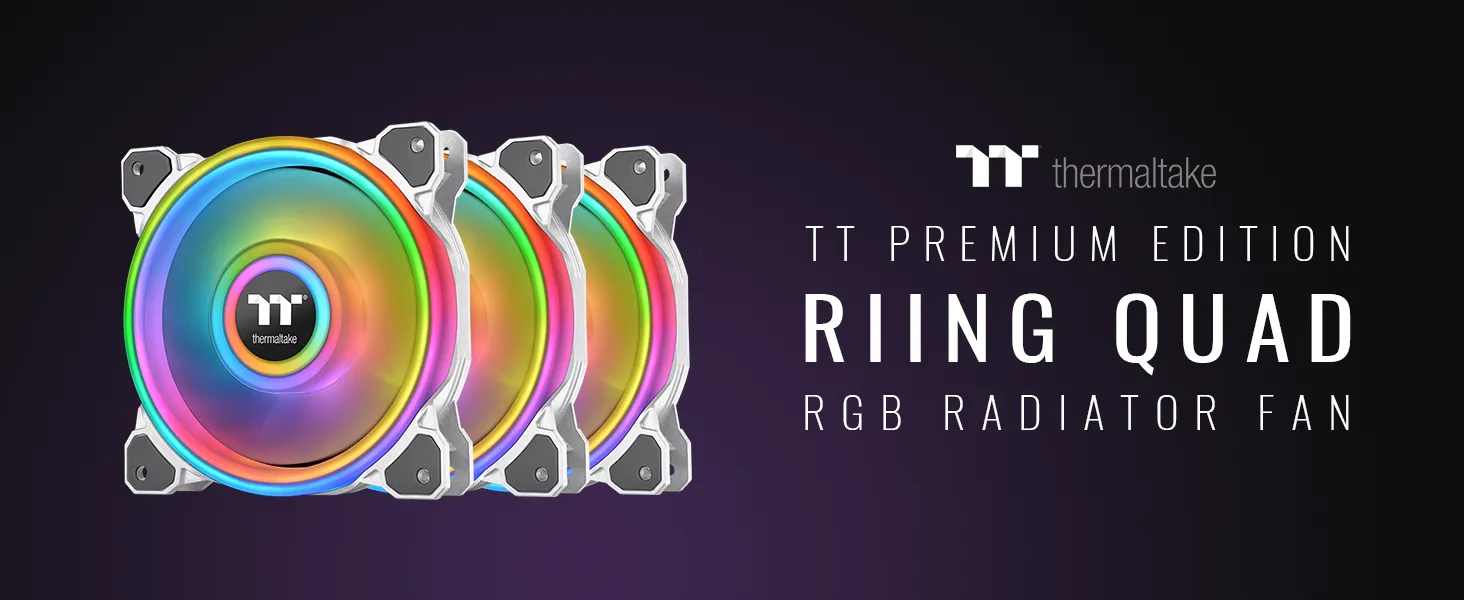 Thermaltake Riing Quad 14 RGB Radiator Fan TT Premium Edition 3 Pack – White overview 1