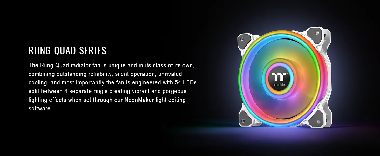 Thermaltake Riing Quad 14 RGB Radiator Fan TT Premium Edition 3 Pack – White overview 2