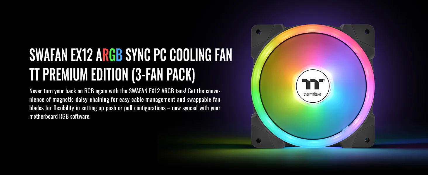 Thermaltake Swafan EX12 ARGB Sync Black Cabinet Fan (Triple Pack) overview 2