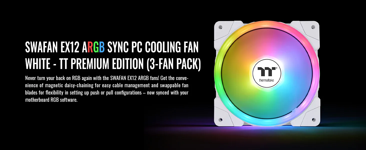 Thermaltake Swafan EX12 ARGB Sync White Cabinet Fan (Triple Pack) overview 2