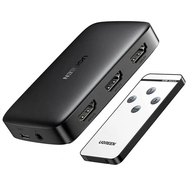 UGREEN 3 in 1 Out HDMI Switcher Splitter Box with IR Remote Control, Support 4k@30Hz/3D/HD1080P Compatible for Nintendo Switch PS4 Xbox One Apple TV Fire Stick Blu-Ray Player Projector etc
