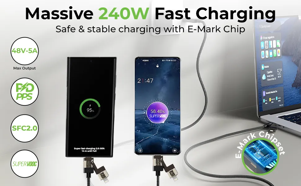 ULTRAPROLINK QuadLink 240W 4‑in‑1 Fast Charging (UL1237BLK-0150) overview 2