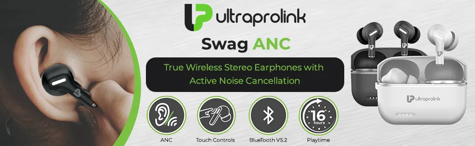 ULTRAPROLINK Swag ANC True Wireless Earphones - White overview 1