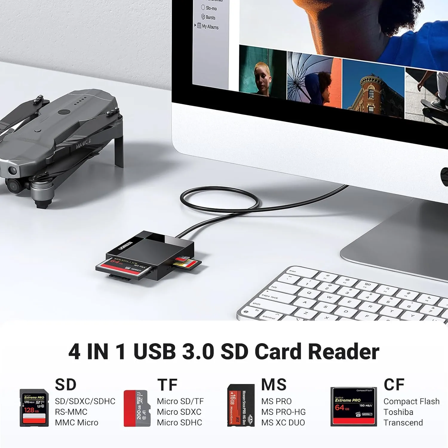 Ugreen CR125 USB 3.0 All-in-One Card Reader 50cm (30333) overview 2