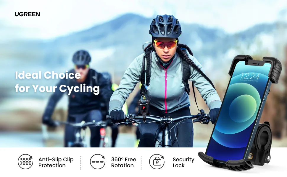 Ugreen universal bicycle phone holder for bike motorcycle handlebar black overview 1