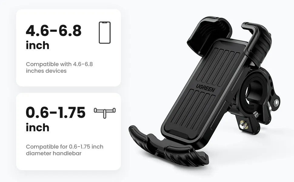 Ugreen universal bicycle phone holder for bike motorcycle handlebar black overview 4
