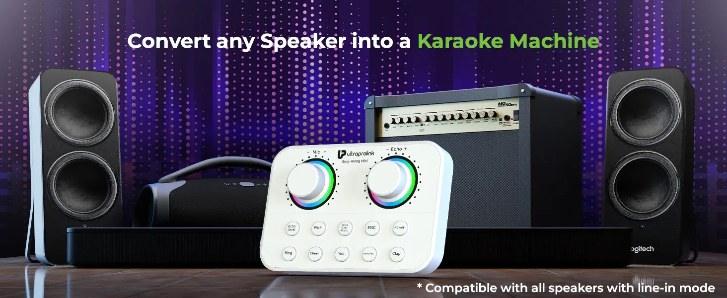 UltrA Prolink Sing Along Mini Wireless Karaoke & Live Broadcast Mixer with Condenser Mic overview 1