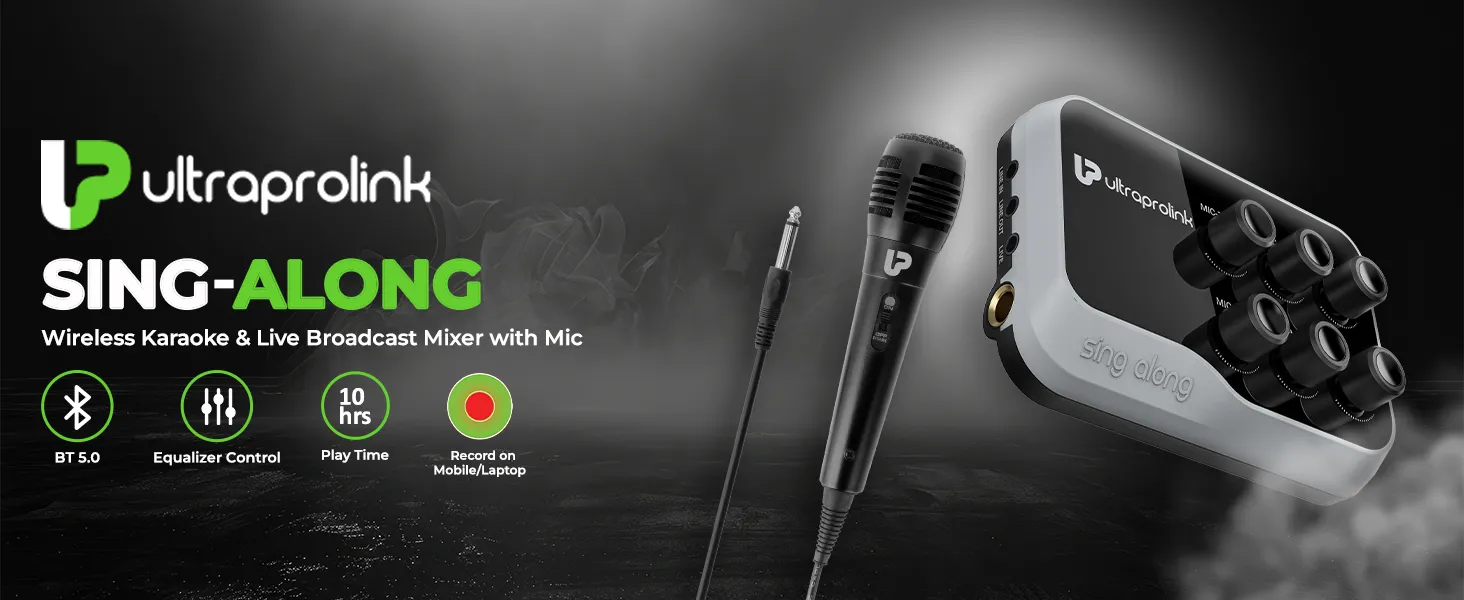 UltraProlink Sing Along Portable Bluetooth Karaoke Mixer overview 1