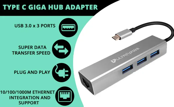 Ultraprolink GigaHub Type C with Ethernet UM0095 overview 3