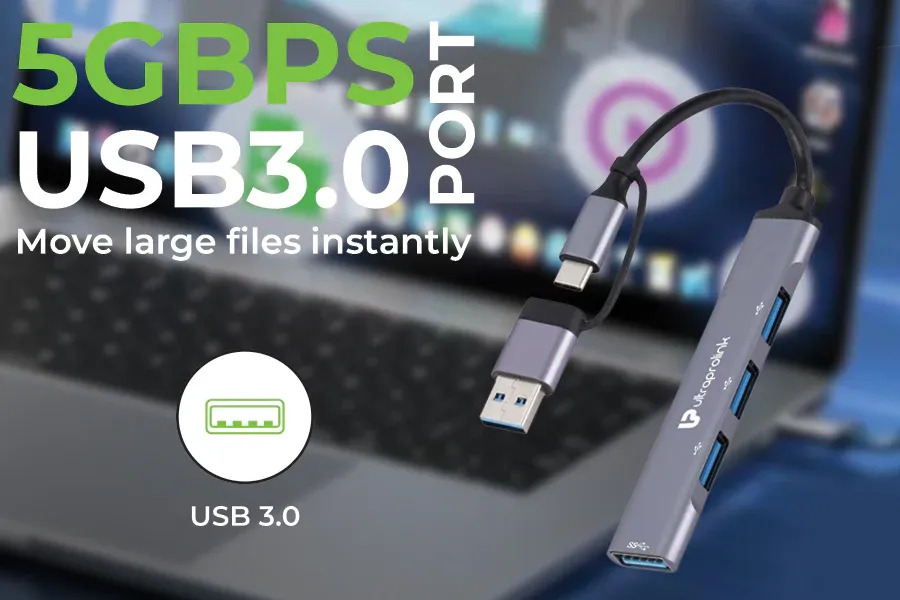 Ultraprolink Slimport 4C USB-C+A to USB-A x 4 Port Hub UL1205 overview 3