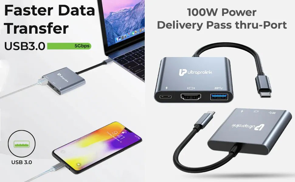 Ultraprolink Smart Hub 3 in 1 USB Type C UM1044 overview 4