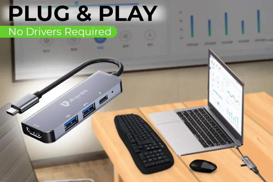 Ultraprolink Smart Hub 4 USB Type C 4 in 1 Docking Station UL1206 overview 3