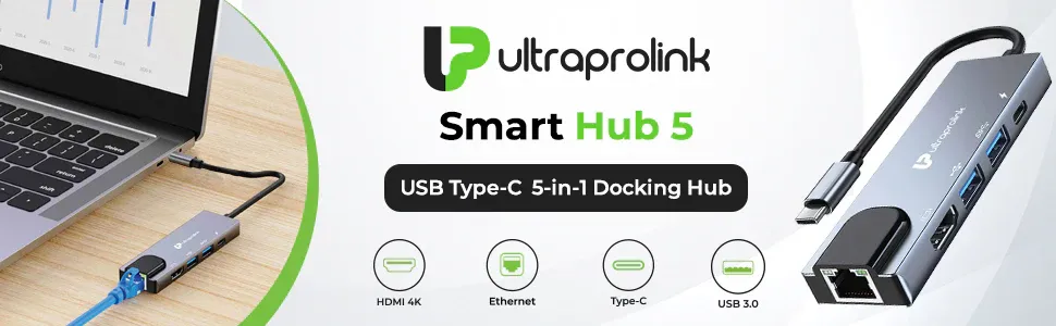 Ultraprolink Smart Hub 5 USB Type C 5 in 1 Docking Station UL1207 overview 1