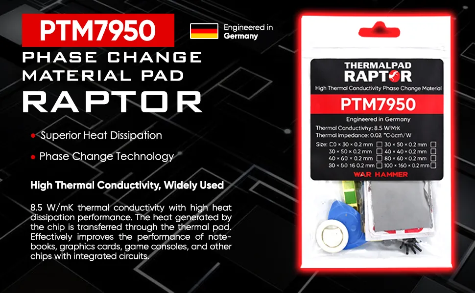 WAR HAMMER Raptor PTM7950 Phase Change GPU Thermal Pad overview 1