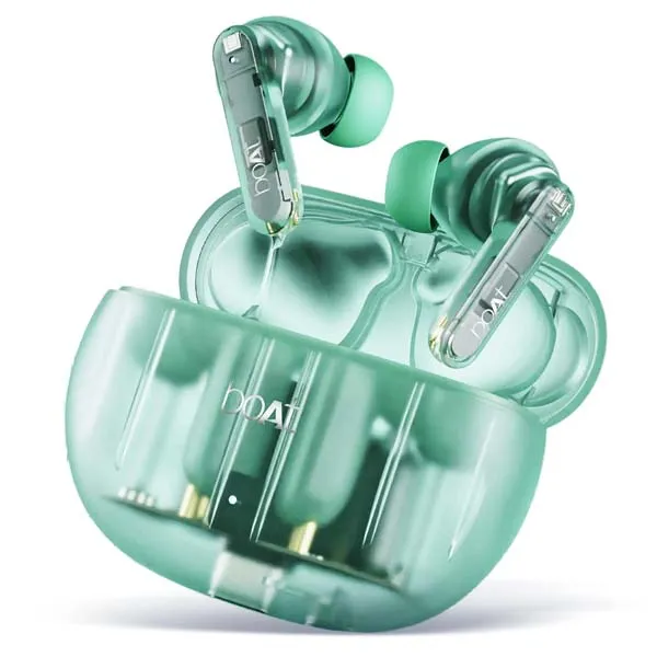boAt Airdopes 191 ANC, 32dB ANC TWS Ear Buds Wireless Earphones with mic (Pellucid Green)