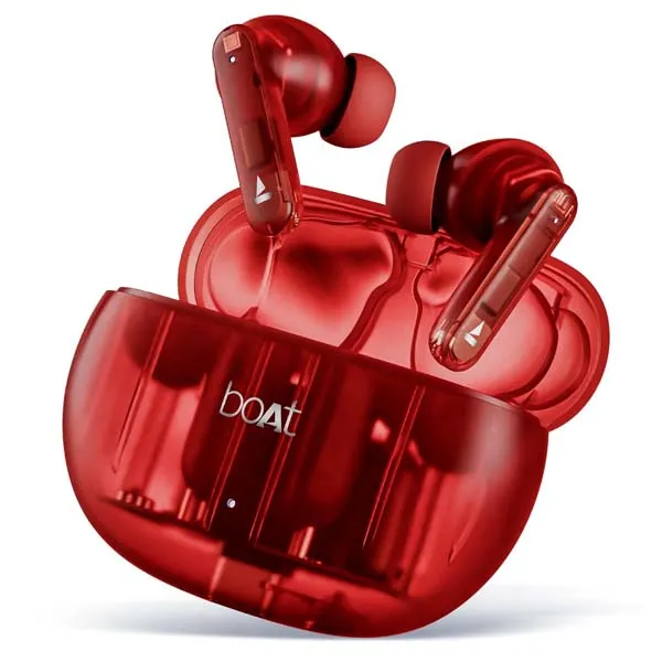 boAt Airdopes 191 ANC, 32dB ANC TWS Ear Buds Wireless Earphones with mic (Pellucid Red)