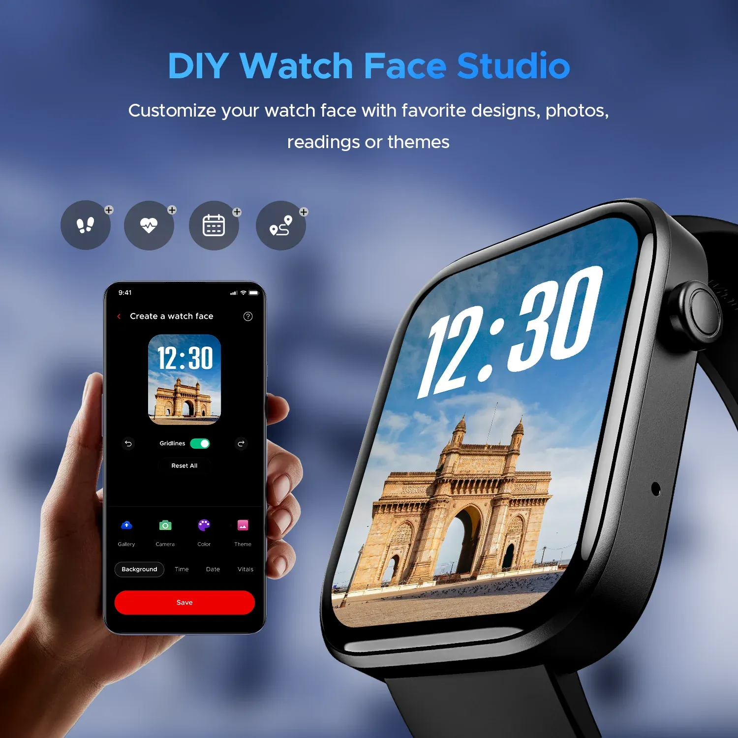 boAt Wave Astra 3 46.48mm HD Display IP67 Water Resistant Smartwatch with Bluetooth Calling (Cherry Blossom) overview 2