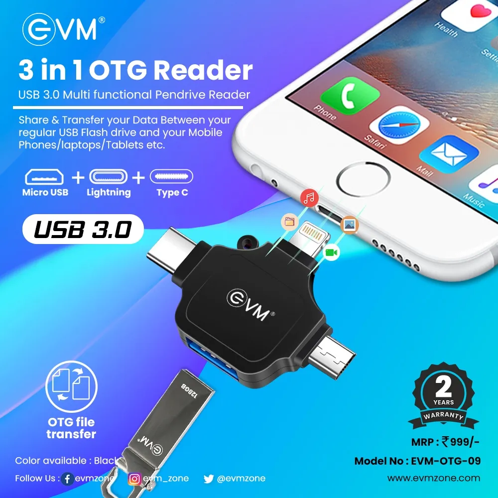 EVM 3-in-1 OTG Pendrive Reader overview 1