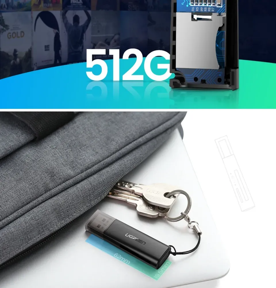 UGREEN SD and MicroSD Card Reader USB 3.0 Flash Drive with 5Gbps Data Transmission Speed for File Transfer and Recovery overview 10