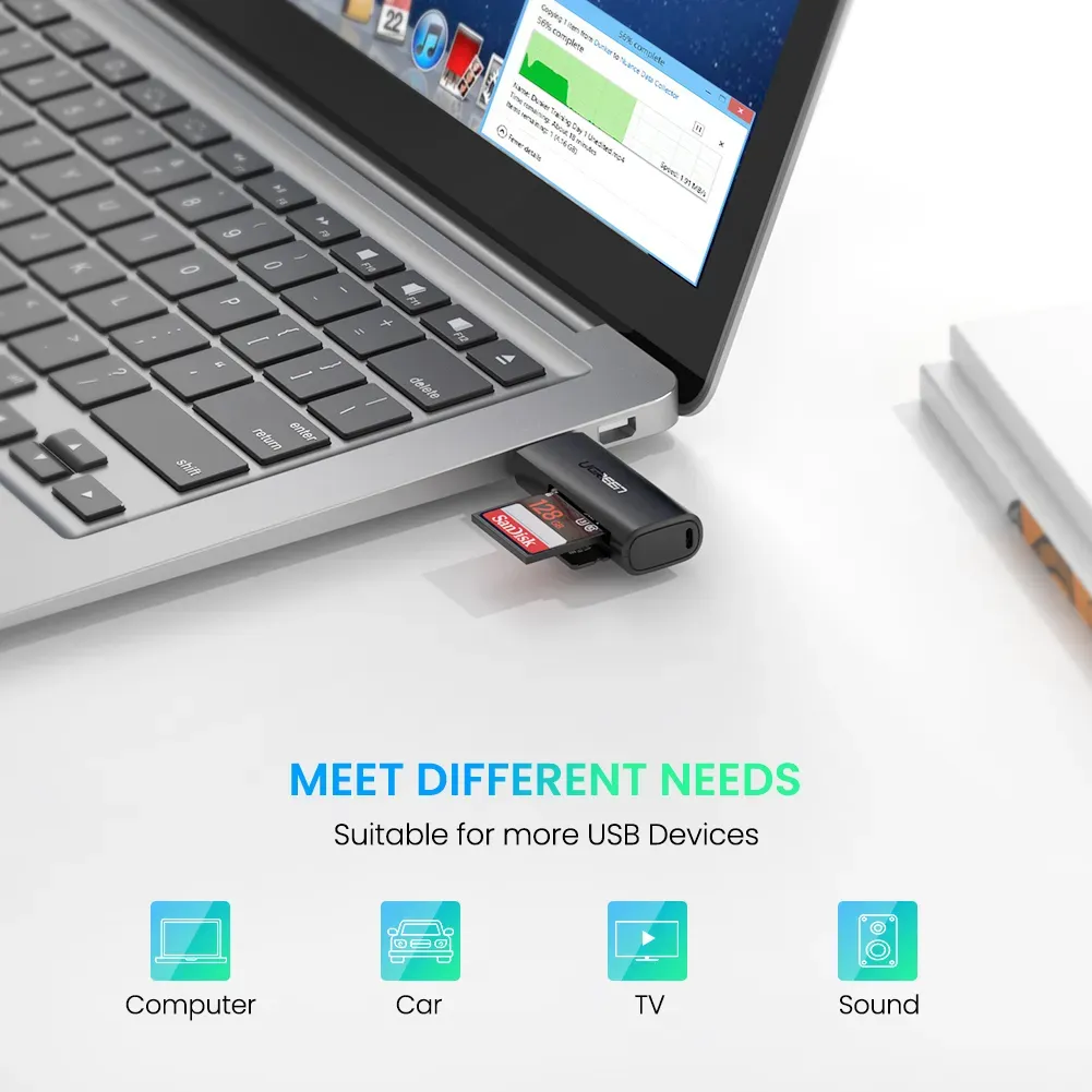 UGREEN SD and MicroSD Card Reader USB 3.0 Flash Drive with 5Gbps Data Transmission Speed for File Transfer and Recovery overview 2