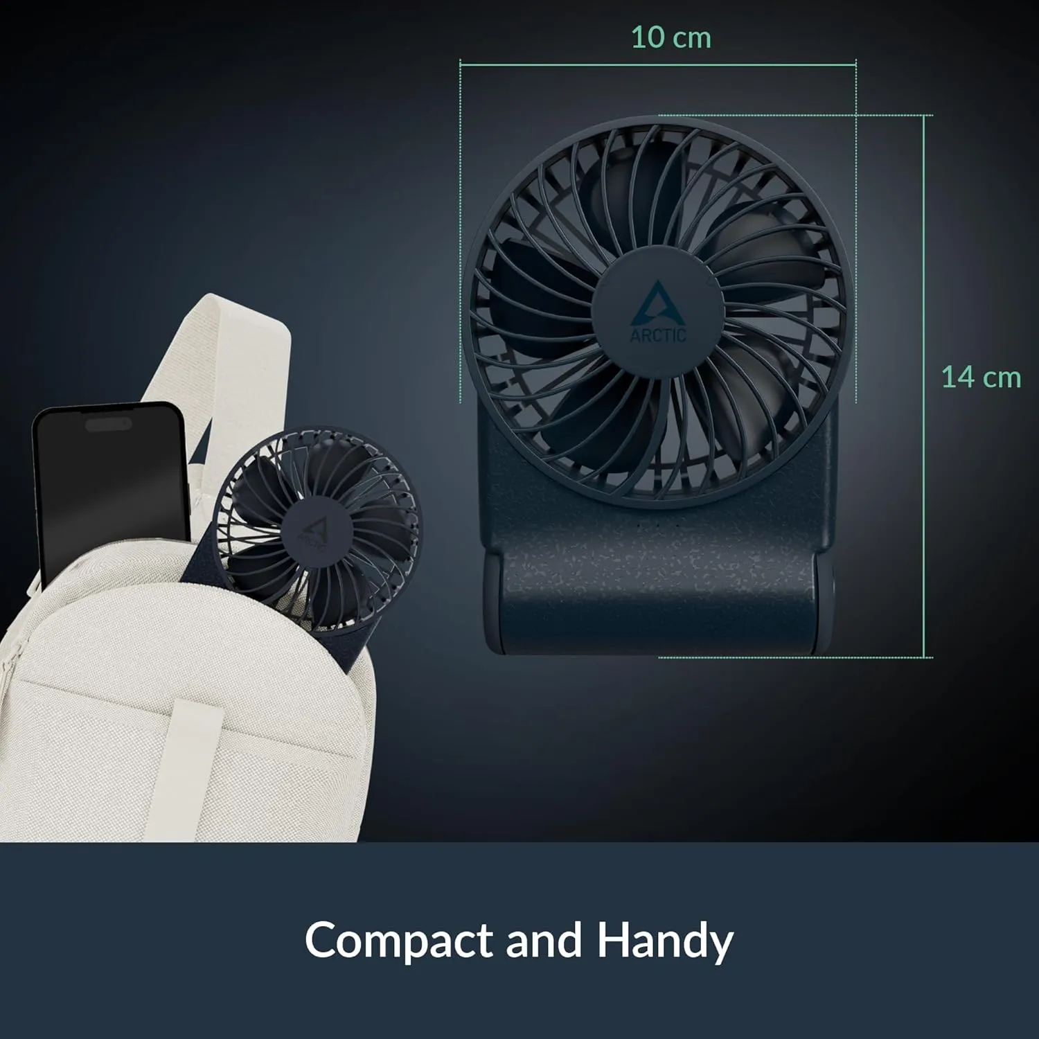 ARCTIC Summair 2Go Powerful Handheld Fan ( Dark Blue ) overview 3