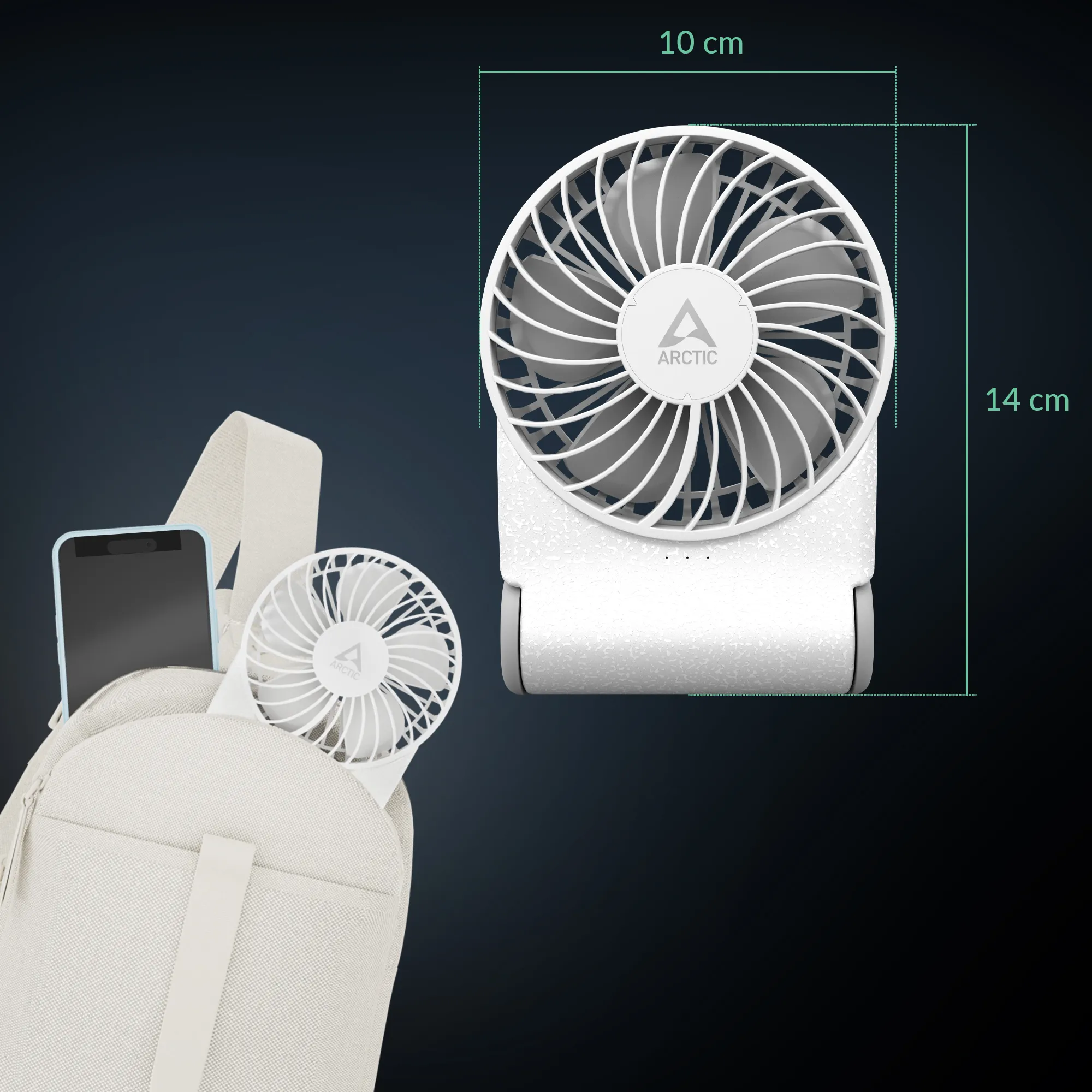ARCTIC Summair 2Go Powerful Handheld Fan (WHITE) overview 2