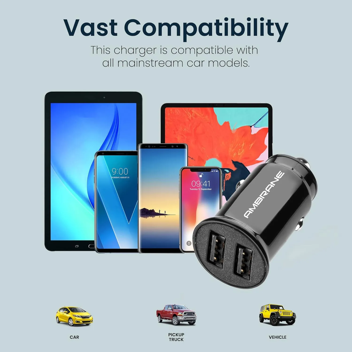 Ambrane ACC-56 Car Charger - Black overview 3