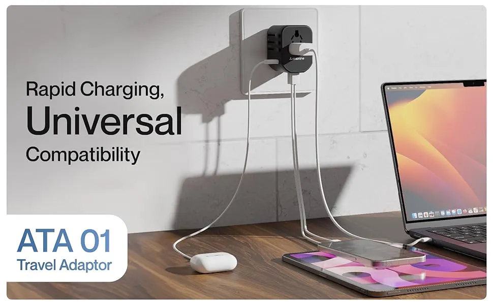 Ambrane ATA-01 4 in 1 Universal Travel Adapter - Black overview 1
