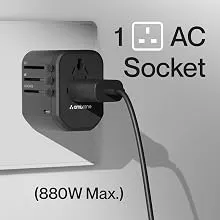 Ambrane ATA-01 4 in 1 Universal Travel Adapter - Black overview 9