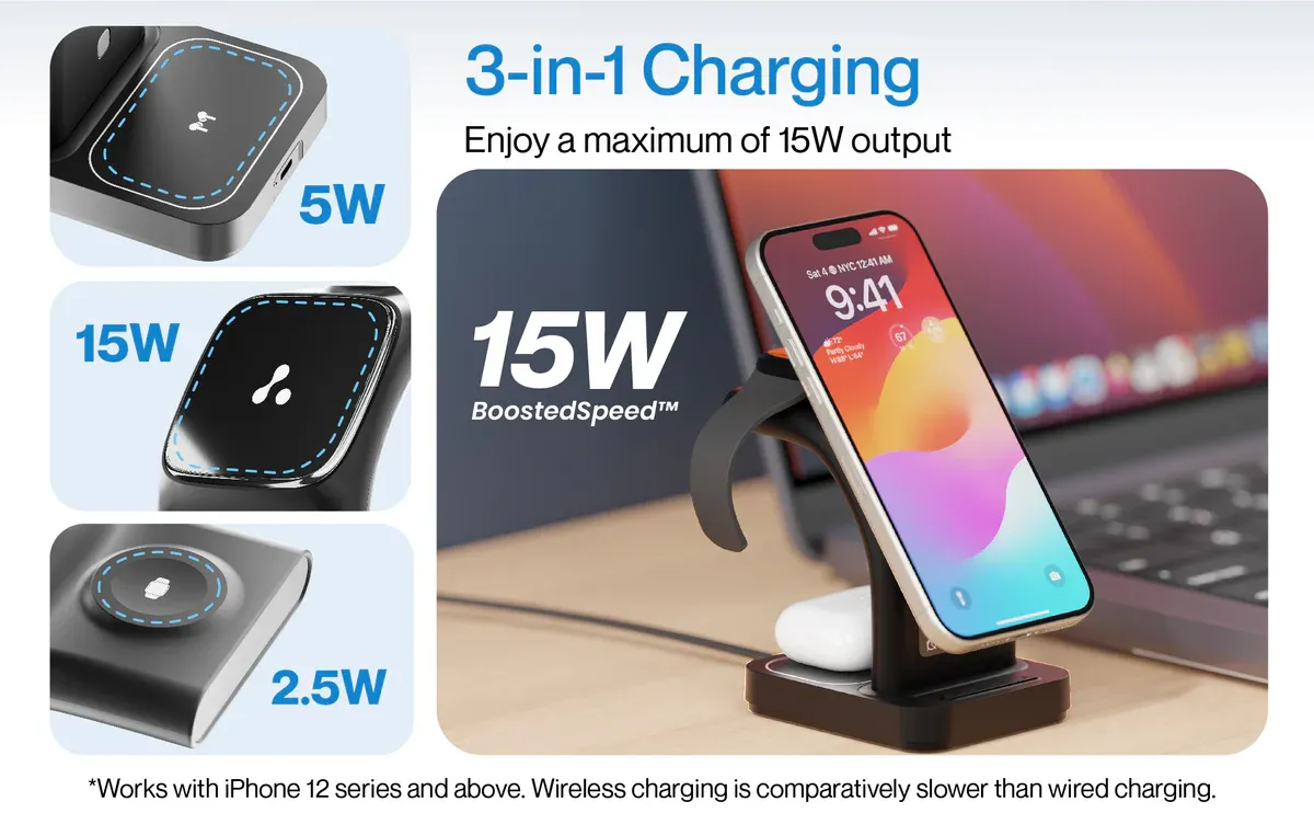 Ambrane Aerosync Trio Wireless Charger - Black overview 2