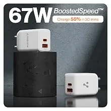 Ambrane Charge 67 67W Dual Port GaN Charger - White overview 3