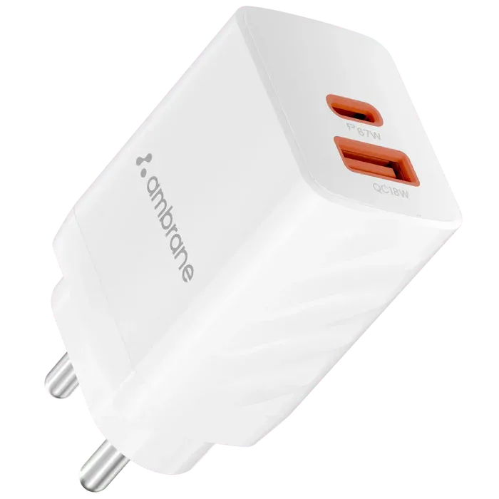 Ambrane Charge 67 67W Dual Port GaN Charger - White