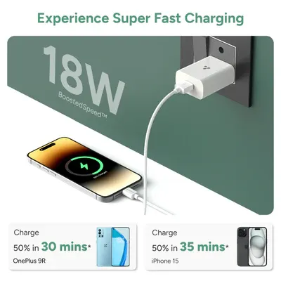 Ambrane UNI-18 18W Wall Charger - White overview 3