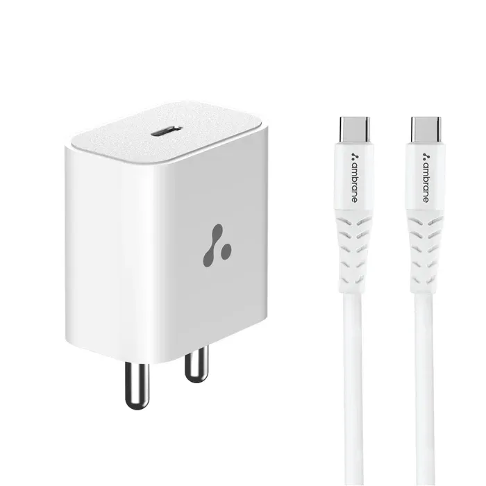 Ambrane UNI-20 Type C Wall Charger - White overview 1