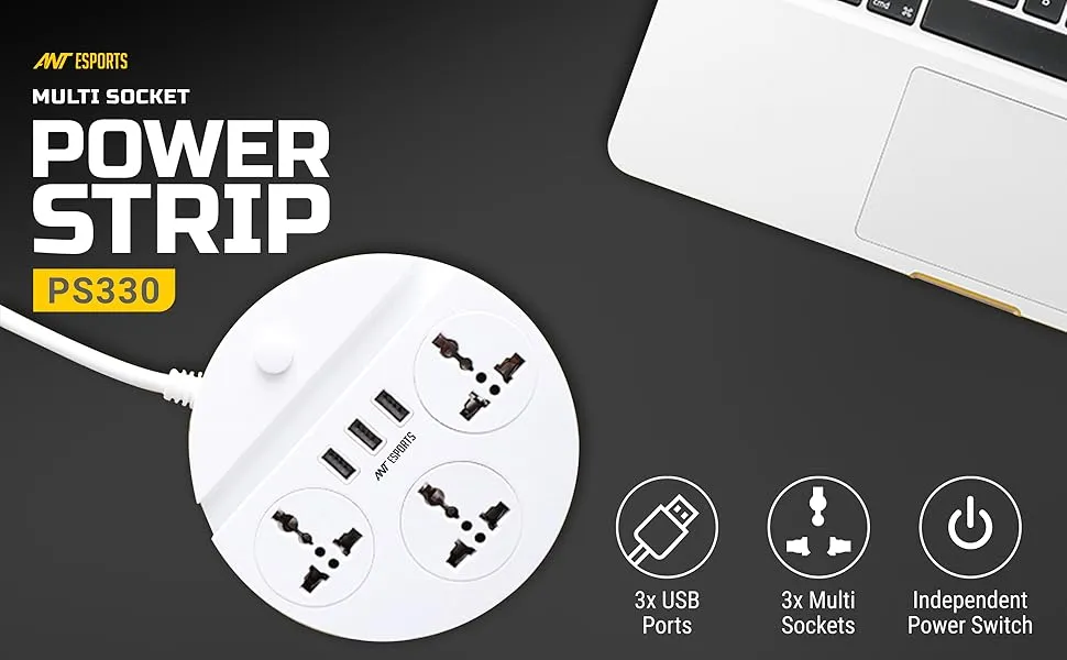 Ant Esports PS330 Power Strip with USB Ports overview 1
