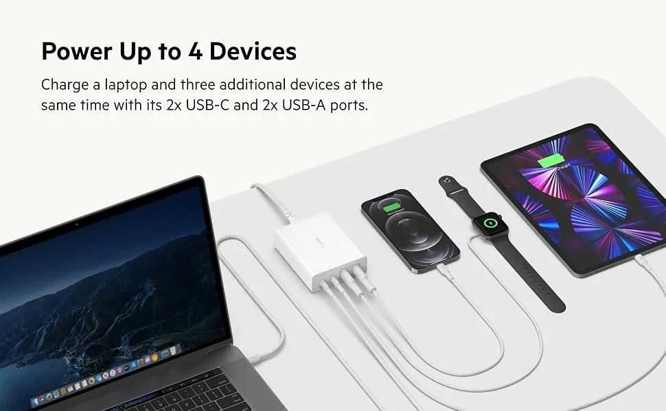 Belkin 108W GaN 4 Port (2 USB-A and 2 USB-C PD 3.0) Fast Charger overview 4