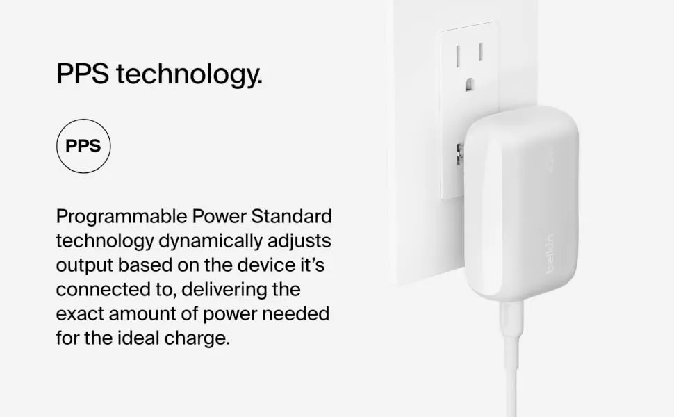 Belkin BoostCharge 42W Dual Port Wall Charger, USB-C + USB-A Charger Fast Charging for iPhone 16, 16 Plus, 16 Pro, 16 Pro Max, iPhone 15, Galaxy S24, Plus, Ultra, iPad, Pixel, AirPods & More - White overview 3
