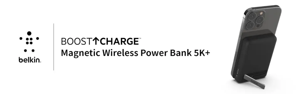 Belkin BoostCharge Magnetic Wireless Power Bank with Stand (5000mAh, White) overview 1