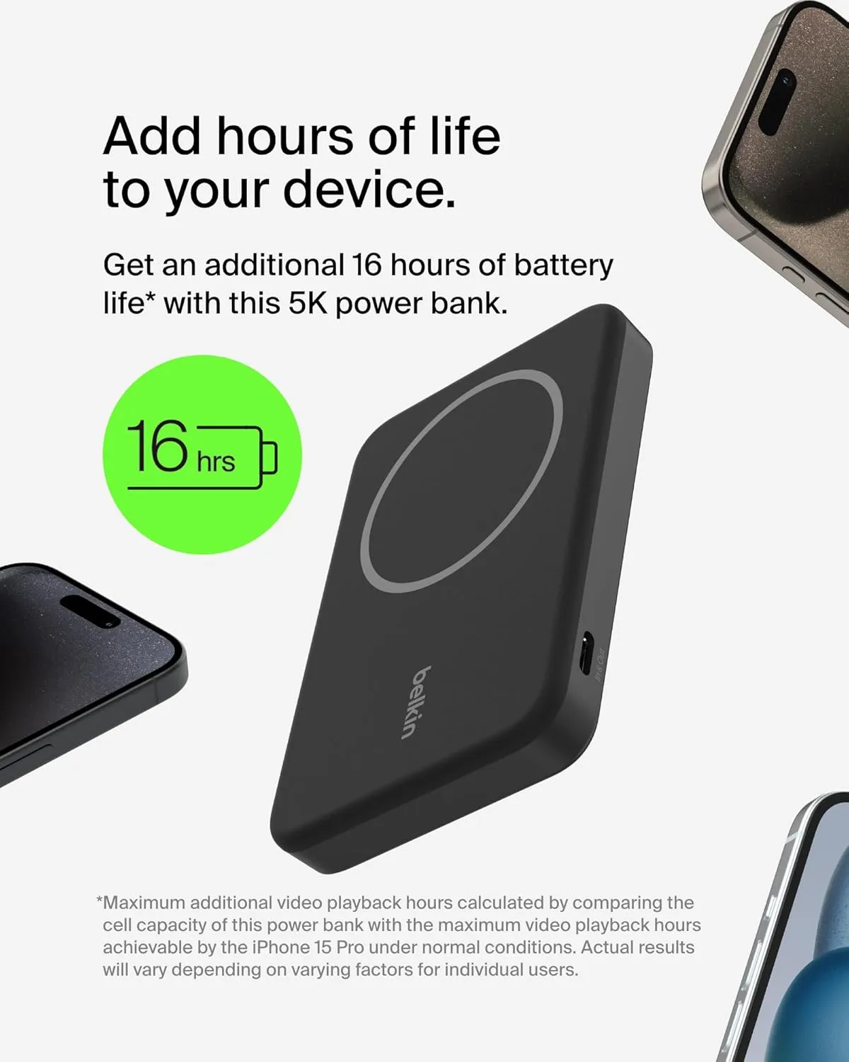 Belkin BoostCharge Pro Qi2 5000mAH Magsafe Wireless Power Bank (Black) overview 4