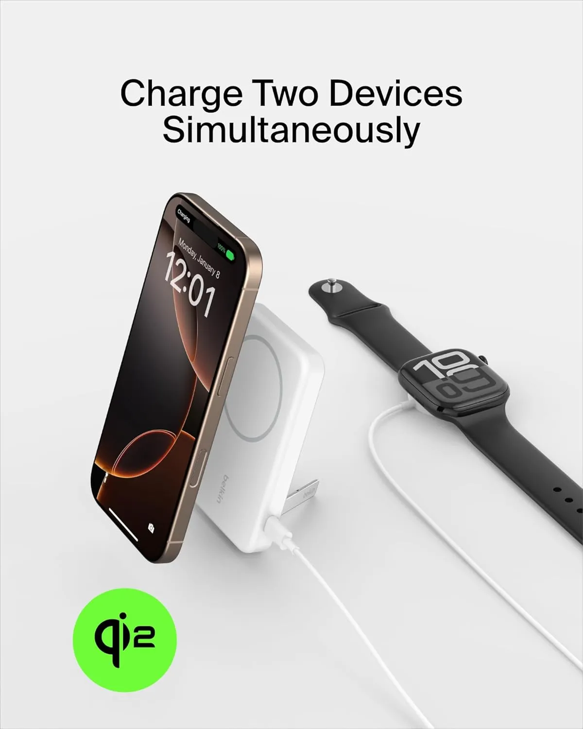 Belkin BoostCharge Pro Qi2 5000mAH Magsafe Wireless Power Bank (White) overview 2