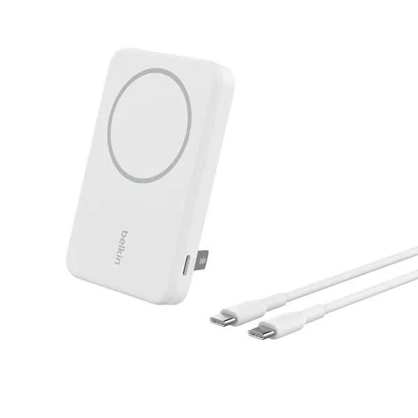 Belkin BoostCharge Pro Qi2 5000mAH Magsafe Wireless Power Bank (White)