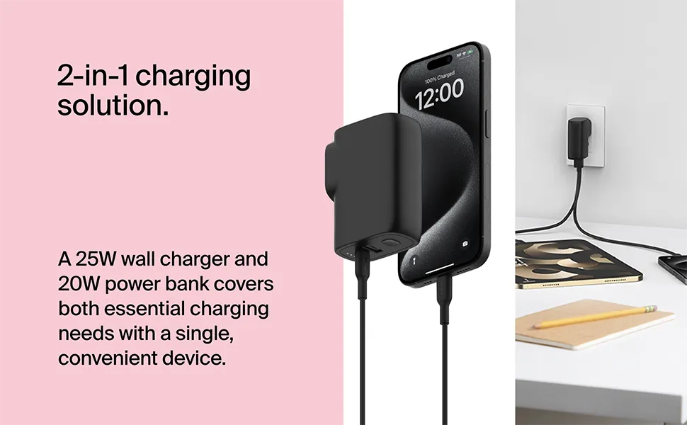 Belkin Hybrid 20W Power Bank 5000mAH + Wall Charger 25W overview 2
