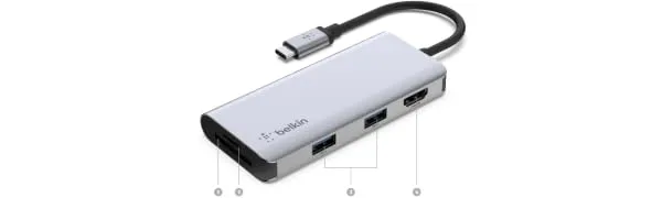 Belkin USB C Hub, 5-in-1 Multiport Adapter Dock overview 6